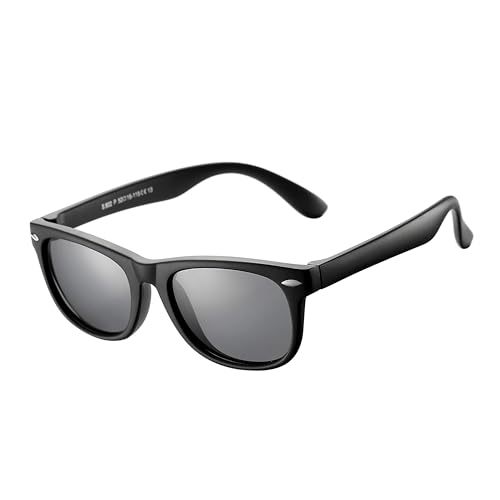AZorb Kids Polarized Sunglasses TPEE Rubber Flexible Frame for Boys Girls Age 3-8, 100% UV Protection (Matte Black Frame) - Image 1