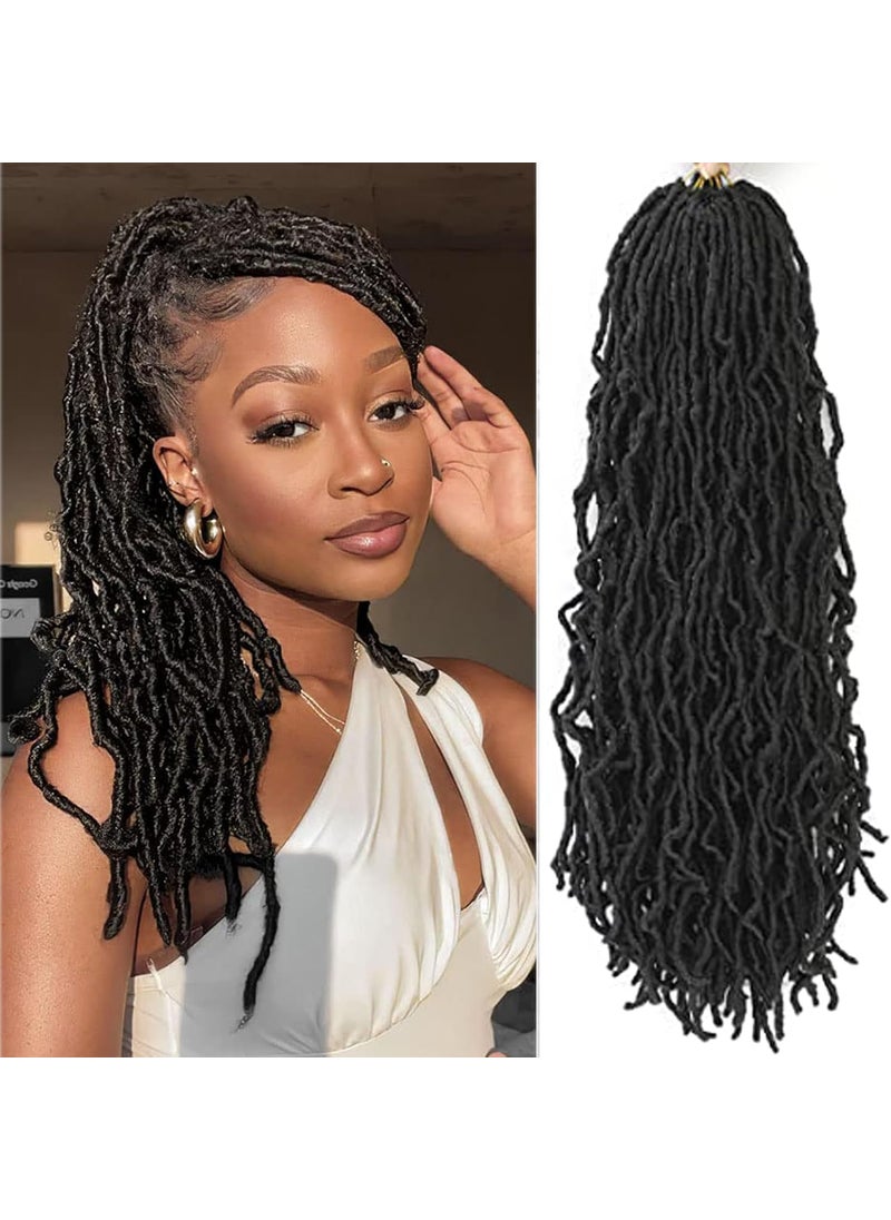 FALEMEI - 24 Inch Soft Locs Crochet Hair Pre Looped 6 Packs Faux Locs Crochet Braids Goddess Locs Dreadlocs Hair For Black Women (1B, 24 Inch (Pack of 6)) - Image 1