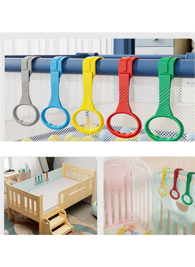 YYaaloa 5pcs Walk Assistant Plastic Baby Crib Pull Rings for Baby Baby Pull Up Rings Cot Hanging Rings for Infant Baby Toddler Practice Tool (5 Color)  - Image 2