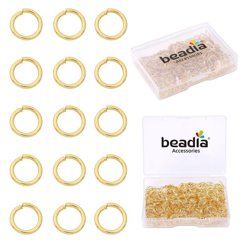 BEADIA 14K Gold Plated Jump Rings Non Tarnish 8mm 300pcs for Jewelry Making Findings - Image 1