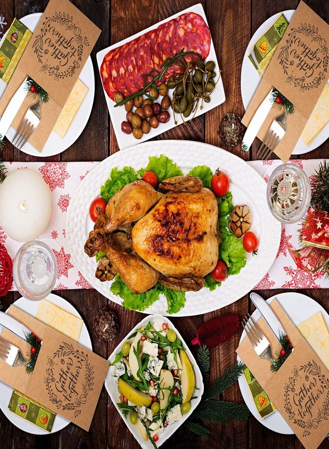 Zhehao 60 Pcs Thanksgiving Cutlery Holder Set Thanksgiving Turkey Utensil Holder Party Utensil Holder Pockets for Autumn Fall Harvest Party Favor Supply Table Decor - Image 4