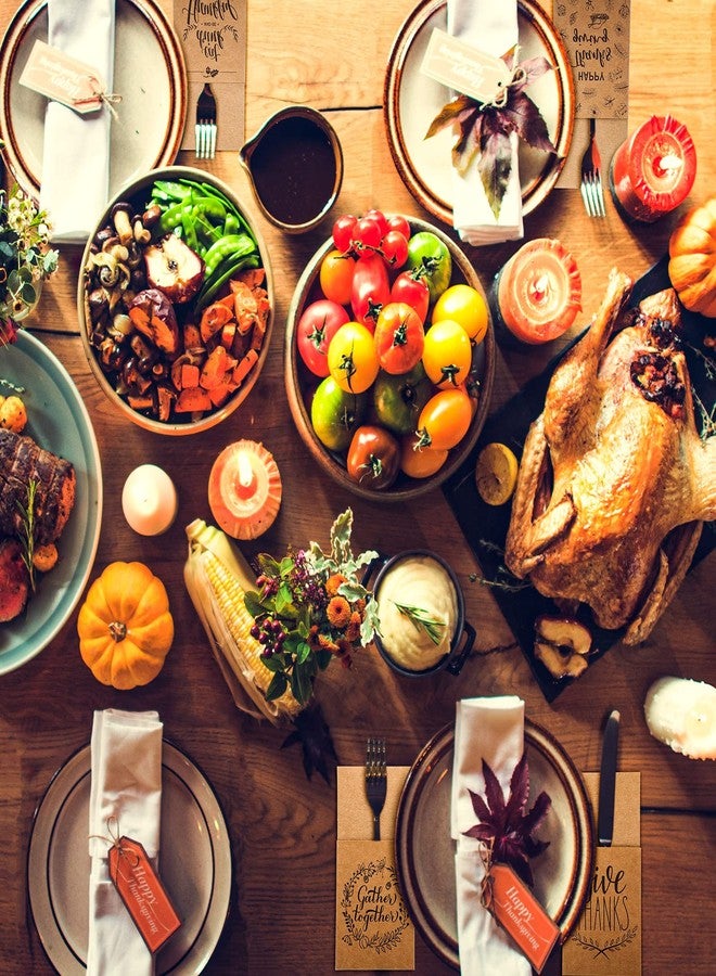 Zhehao 60 Pcs Thanksgiving Cutlery Holder Set Thanksgiving Turkey Utensil Holder Party Utensil Holder Pockets for Autumn Fall Harvest Party Favor Supply Table Decor - Image 5