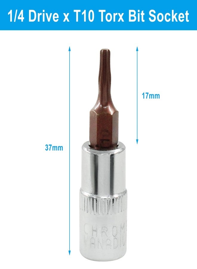 PHITUODA 5 Pcs T10 Torx Bit Socket 1/4" Drive S2 Alloy Steel Cr-V Steel Star Socket Torx Bits Set Use with Slide Bar, Ratchet Wrench, Extension Rod, 37mm Length - Image 3