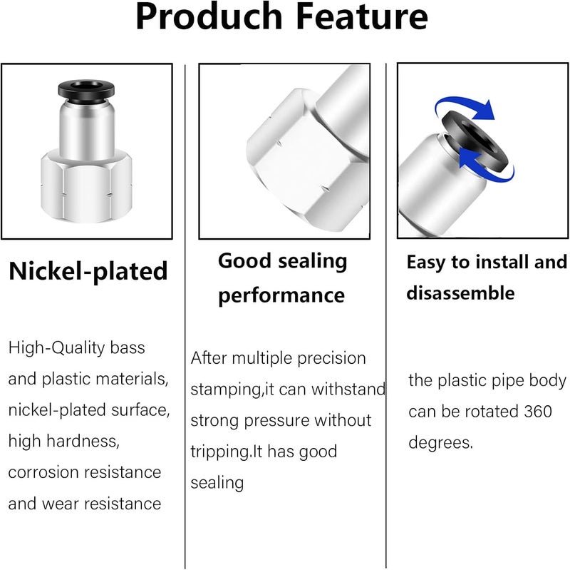 CEKER 1/4 Inch Air Tube Fittings - 1/8 Npt Female Push To Connect Quick Connect Air Hose Fittings 5Packs - Image 3