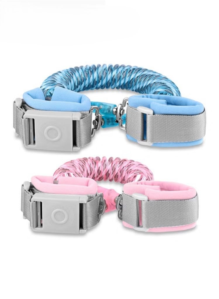 Anti Lost Wrist Link with Magnetic Induction Lock 2 Pack (1.5m Pink + 1.5m Blue) Toddler Wrist Leash for Kids Child Safety Harness with Reflective Strip (Magnetic Unlock Design)  - Image 1