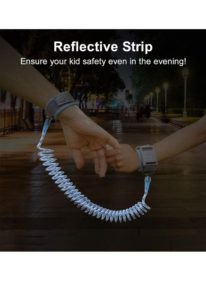 Anti Lost Wrist Link with Magnetic Induction Lock 2 Pack (1.5m Pink + 1.5m Blue) Toddler Wrist Leash for Kids Child Safety Harness with Reflective Strip (Magnetic Unlock Design)  - Image 3