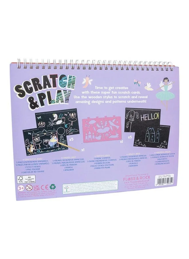 Floss & Rock Fairy Themed Scratch Art Book for Girls | Art Activity Book | Sketch Book | Craft Toy for Kids | Creative Drawing Pad with Wooden Stylus | Educational Activity for Kids