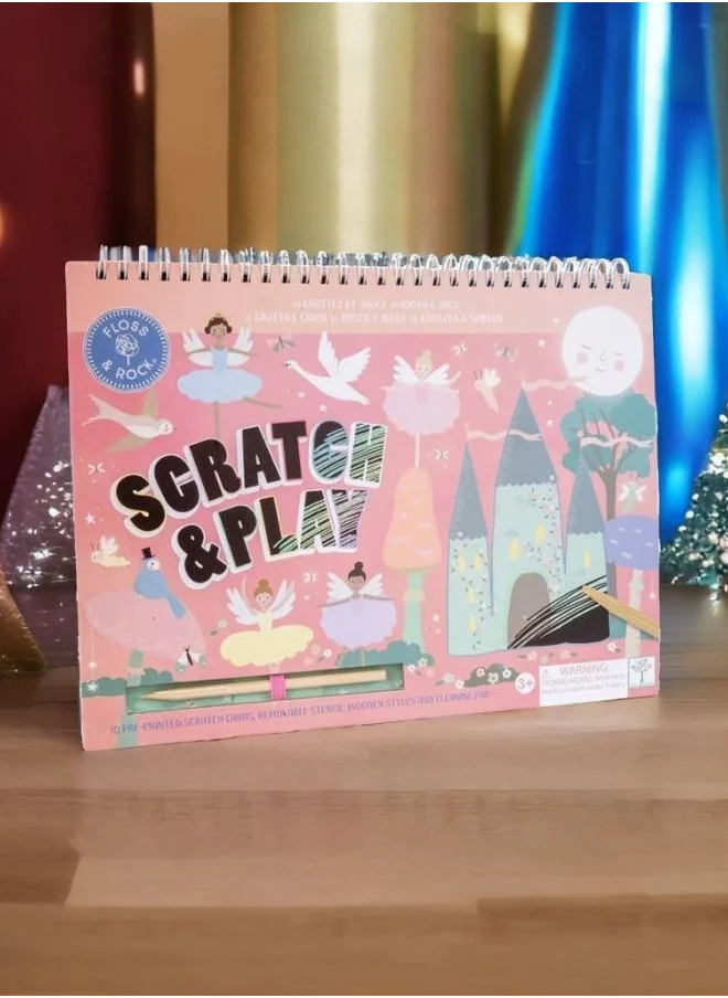 Floss & Rock Fairy Themed Scratch Art Book for Girls | Art Activity Book | Sketch Book | Craft Toy for Kids | Creative Drawing Pad with Wooden Stylus | Educational Activity for Kids