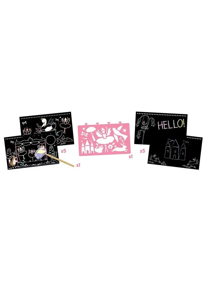 Floss & Rock Fairy Themed Scratch Art Book for Girls | Art Activity Book | Sketch Book | Craft Toy for Kids | Creative Drawing Pad with Wooden Stylus | Educational Activity for Kids