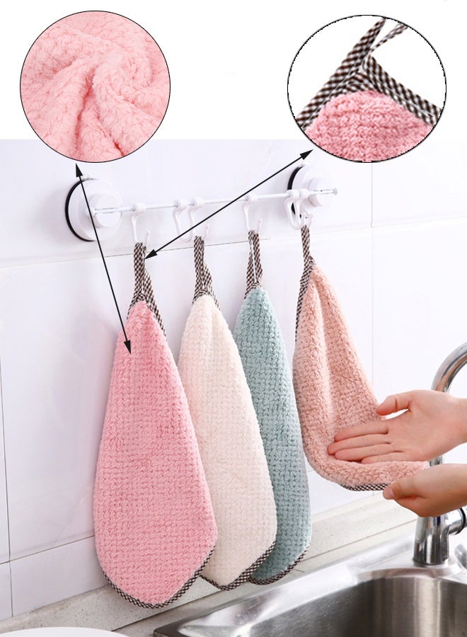 KANGLI 10 Pack Double-Sided Kitchen Towels - Soft & Absorbent Coral Fleece, Quick Drying, Lint-Free with Hanging Loop - Image 5