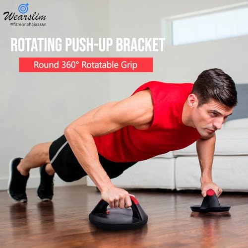 Wearslim Professional Push-Up Bar for Men & Women - Ergonomic Portable Anti-Slip Fitness Push Up Stands Handle For Home Gym & Strength Training - Supports up to 400lbs - Black & Red - Image 4