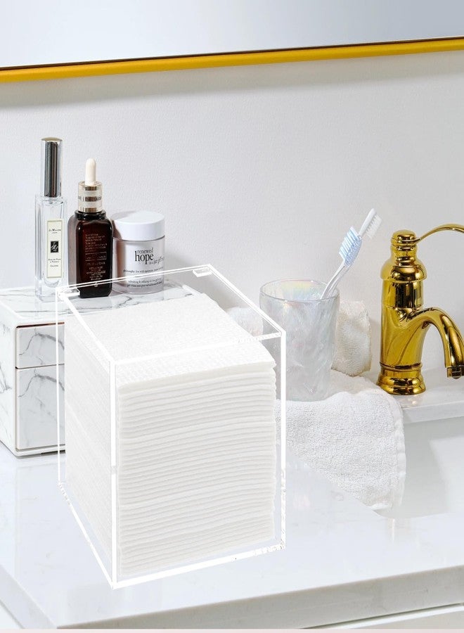 DELIPPLY Face Towelettes Disposable Holder, Disposable Face Towel Container Acrylic, Facial Towels Storage Box, Clear - Image 2