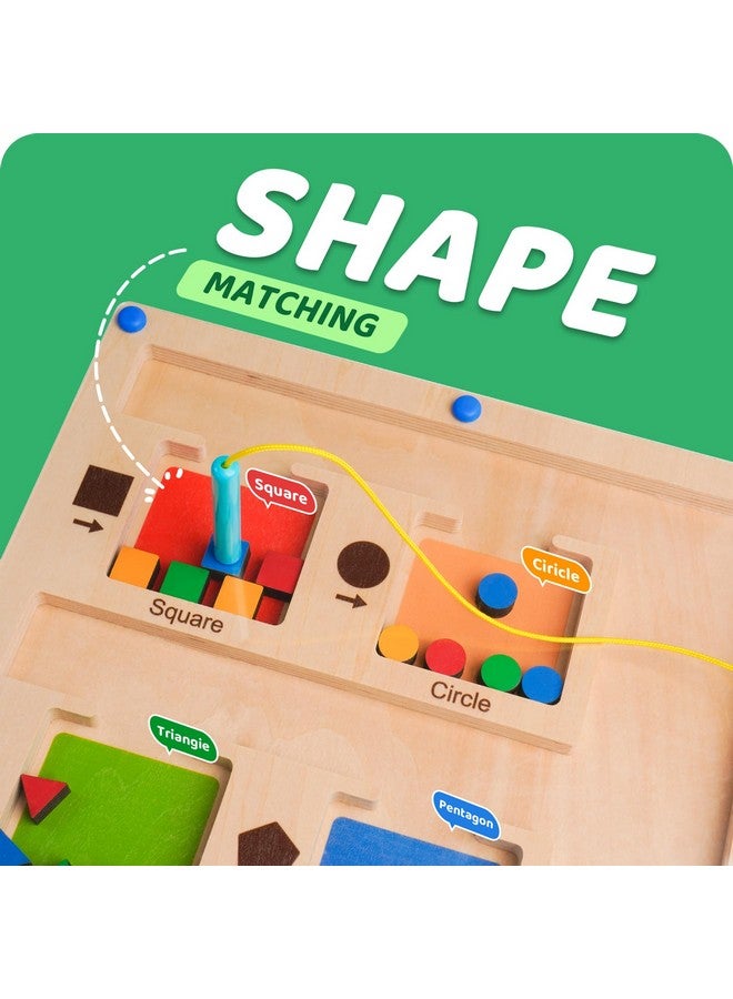 LiKee LiKee Strong Magnetic Maze, Montessori Toys for 1 2 3 Years Old Boy Girl, Wodden Puzzle Develop Fine Motor Skills, Kids On Road Trip Travel Airplane Activity, 1-5 Preschool Learning Shape & Color - Image 2