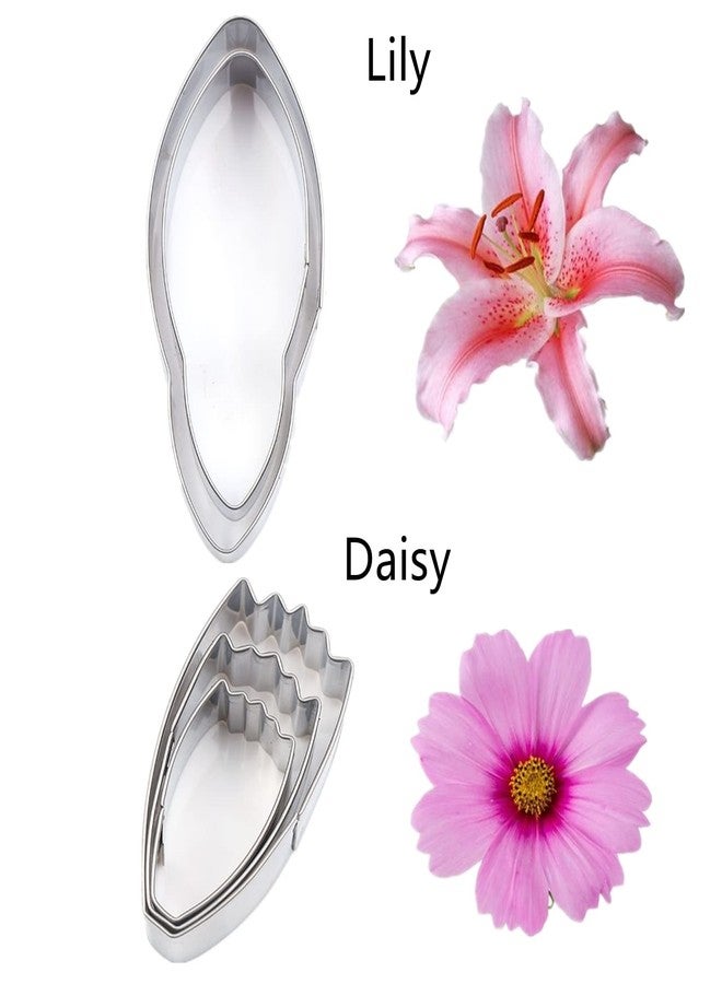 kulepin 7set Stainless Steel Gum Paste Flower Cutter Flower Petals Cutter Fondant Sugar Paste Cutter Molds Cookie DIY Making Tools for Wedding Birthday Cake Decorating Tools - Image 3