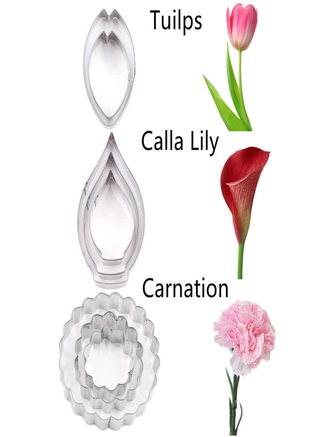 kulepin 7set Stainless Steel Gum Paste Flower Cutter Flower Petals Cutter Fondant Sugar Paste Cutter Molds Cookie DIY Making Tools for Wedding Birthday Cake Decorating Tools - Image 4