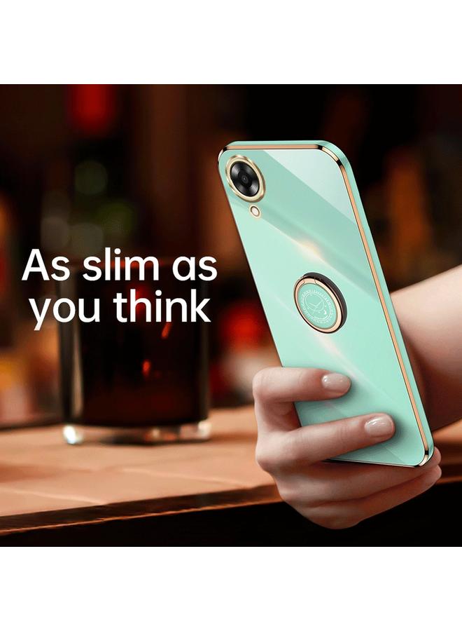 S-TOP Case For OPPO A17k XINLI Straight Edge 6D Electroplate TPU Phone Case with Ring Holder - Image 2