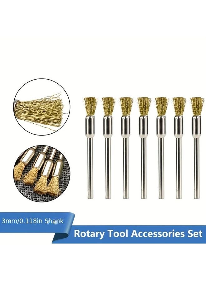 10 قطعة فرشاة سلك نحاسي مقاس 5 مم بمقبض 3.0 مم لأداة الروتاري لتلميع المعادن والطحن الكهربائي - Image 2