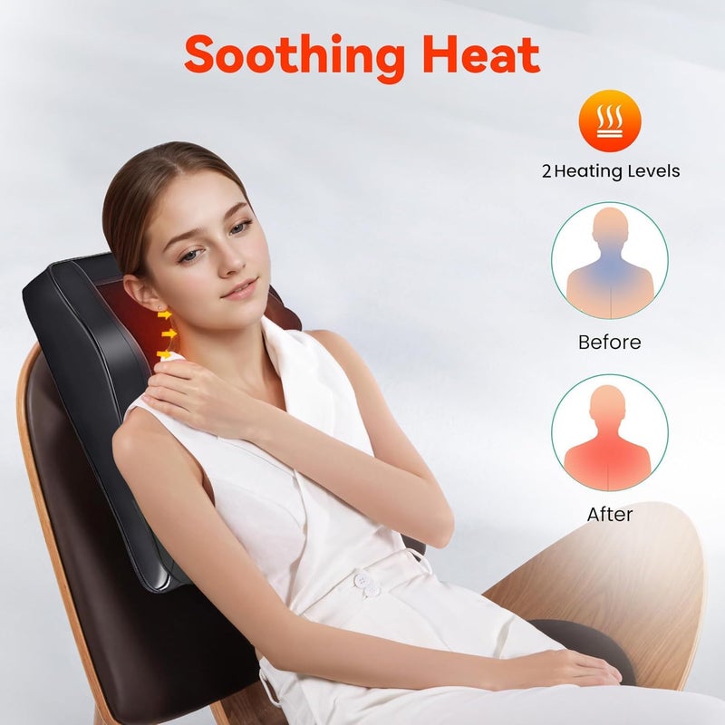 Neck Back Massager with Heat - 3D Kneading Massage Pillow for Pain Relief - Image 4