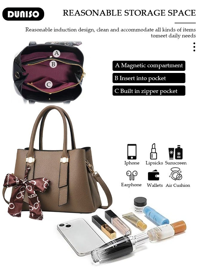 DUNISO Elegant Women's Handbag,Crossbody Bag with Removable Shoulder Strap,Large Capacity Tote Bag Shoulder Bag Fashion Ladies Satchel Bag for Women/Ladies Office Travel Daily Bag - Image 3