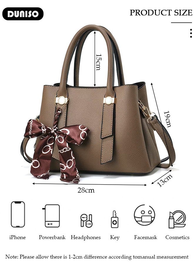 DUNISO Elegant Women's Handbag,Crossbody Bag with Removable Shoulder Strap,Large Capacity Tote Bag Shoulder Bag Fashion Ladies Satchel Bag for Women/Ladies Office Travel Daily Bag - Image 2