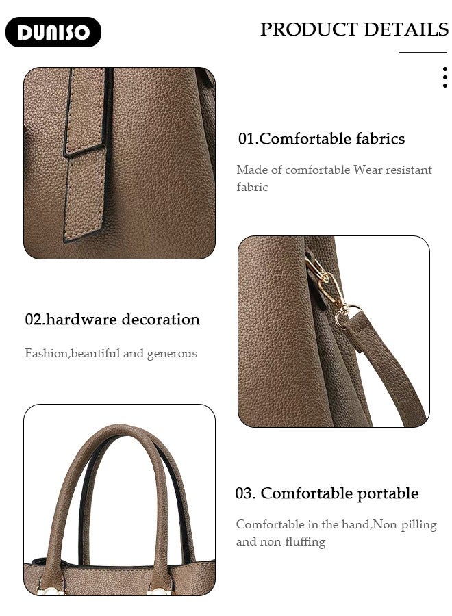 DUNISO Elegant Women's Handbag,Crossbody Bag with Removable Shoulder Strap,Large Capacity Tote Bag Shoulder Bag Fashion Ladies Satchel Bag for Women/Ladies Office Travel Daily Bag - Image 5