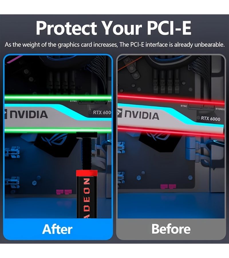 حامل بطاقة الرسومات موديل B للكمبيوتر الشخصي، دعامة دعم GPU لمقاومة الانحناء، حامل قابل للتعديل والتمديد، متوافق مع بطاقات رسومات Nvidia وRadeon، يمنع التشوه والالتواء. - Image 3