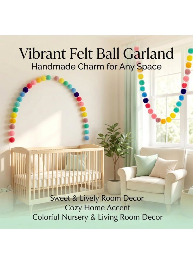 Rainflow 3PCS Wool Felt Ball Garland - Pom Pom Banner, Rainbow Hanging Decorations for Birthday, Rootm Decorate, Homeschool & Christmas Tree, Colorful Felt Balls Party Decor, 78.7inch - Image 5