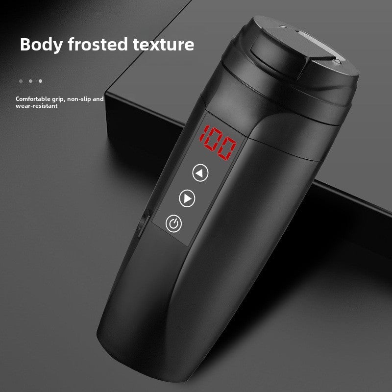 Intelligent digital display car electric water cup car heating water cup car heating water cup car heating kettle 12V/24V(White-for bicycles, 401-500ml) - Image 4