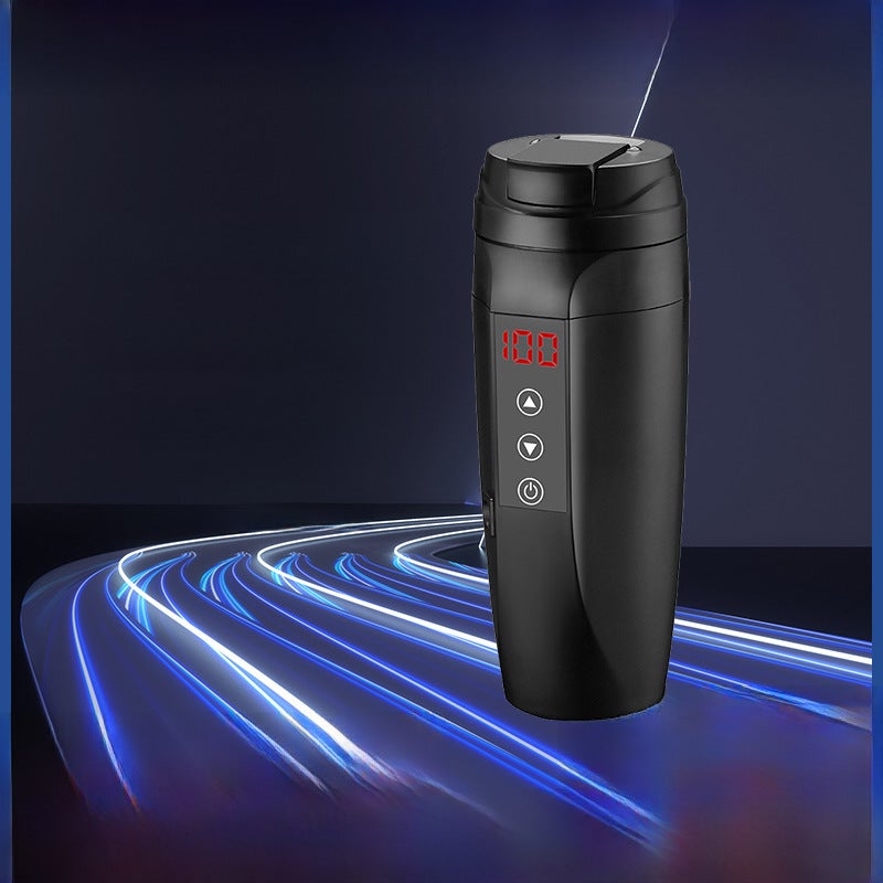 Intelligent digital display car electric water cup car heating water cup car heating water cup car heating kettle 12V/24V(White-for bicycles, 401-500ml) - Image 2