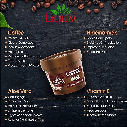 Lilium Coffee Facial Kit, 400g, 4 Step Deep Cleansing & Glowing Skin Moisture Lock With Age Defiance, Extra Glow & Fair Complexion, Oily & Dry Skin, Women & Men, Paraben & Sulfate Free, Pack Of 4 - Image 5