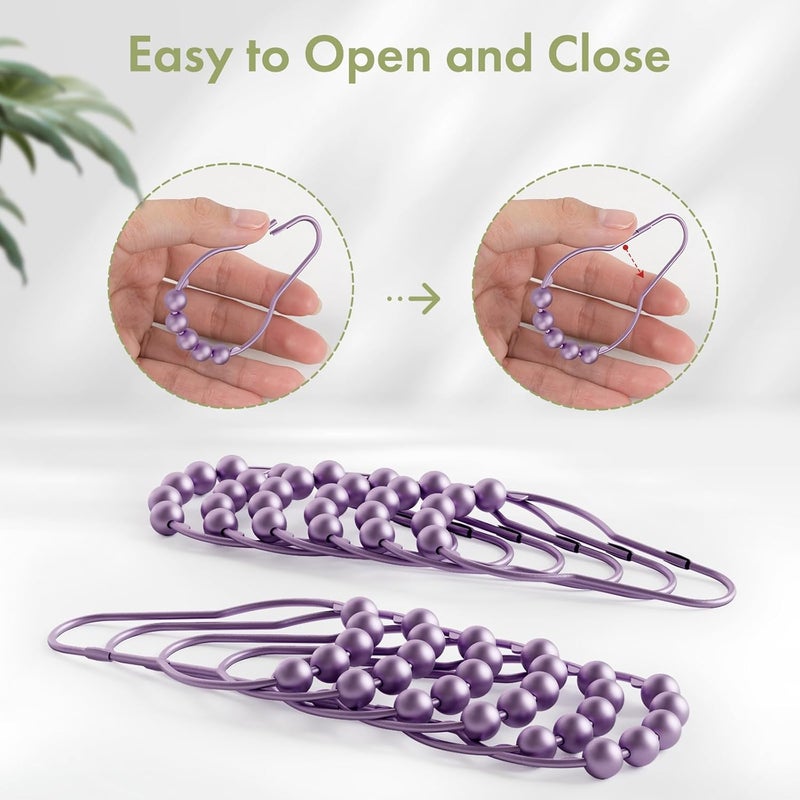 Amazer Shower Curtain Hooks, Rust Resistant Purple Shower Curtain Hooks for Bathroom, Stainless Steel Glide Shower Hooks Hangers for Bathroom Shower Rods Curtains, Set of 12 Hooks, Greyish-Purple - Image 5