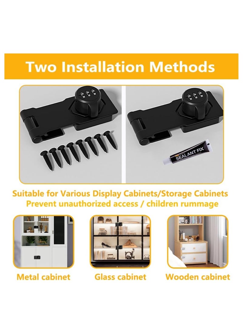 Household Cabinet Password Locks with  Screws and Viscose, No Punching Anti-Theft 3 Digit Combination Lock, Keyless Sliding Door Lock Privacy Locks for Closet Drawer File Cabinet.  - Image 2