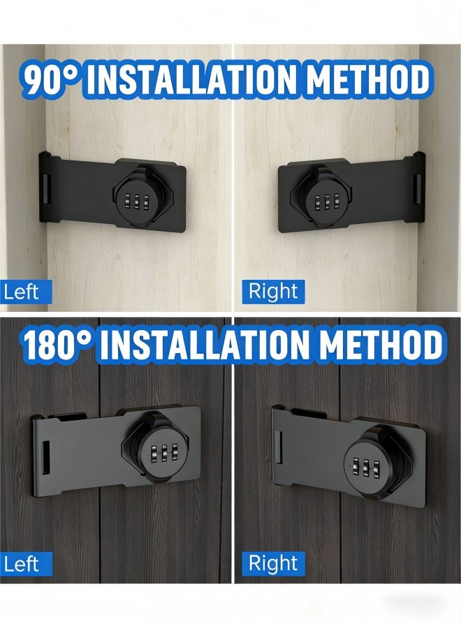 أقفال كلمة مرور مجلس الوزراء المنزلي مع المسامير والفيسكوز ، لا ثقب مكافحة السرقة 3 أرقام مزيج قفل ، قفل الباب المنزلق بدون مفتاح أقفال الخصوصية لخزانة الملفات الخزانة. - Image 3