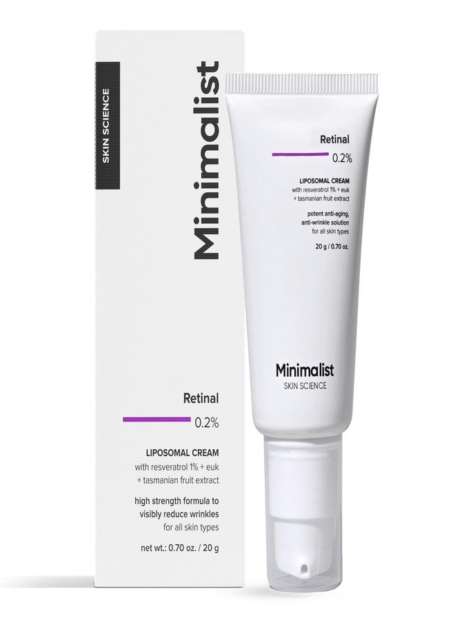 Minimalist 0.2% Retinal Liposomal Cream for Visibly Reducing Wrinkles & Fine Lines | For All Skin Types | For Women & Men | 0.7 Oz / 20 gm - Image 1