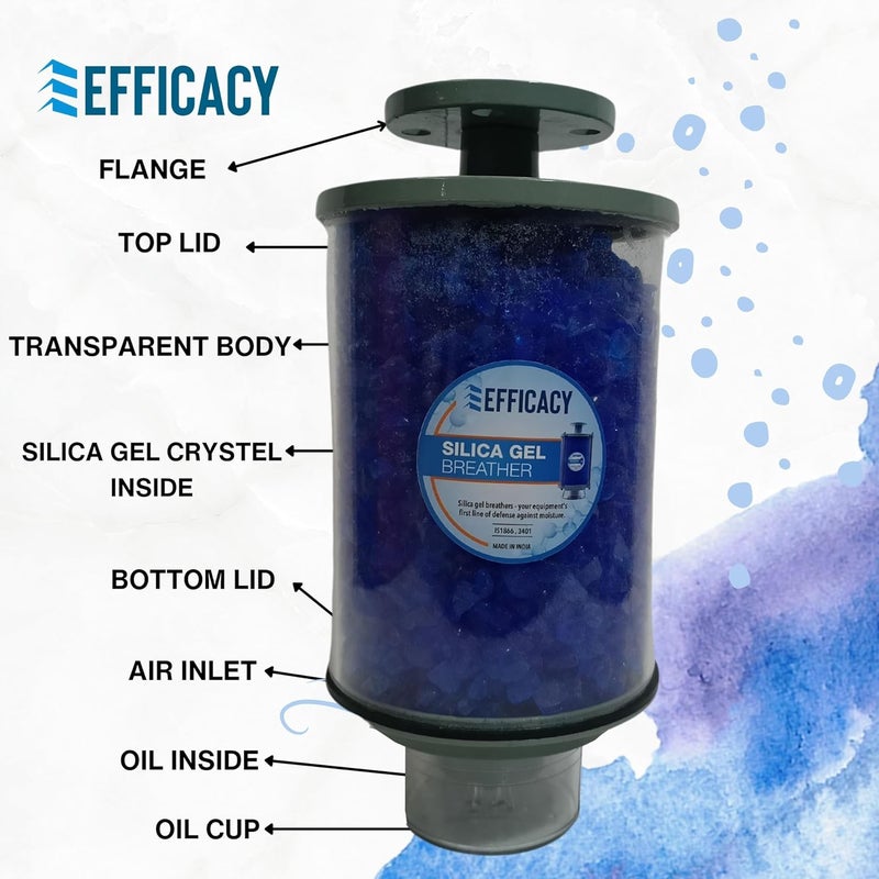 EFFICACY Efficacy Silica Gel Breather with Top Bottom Aluminium Body with Flange Transformers for Absorbing Moisture Blue Color Size 2KG Qty 1 - Image 5