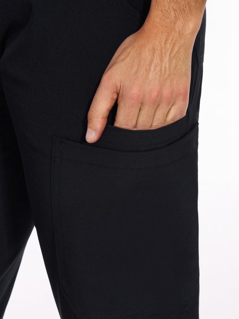 COZYFIT Scrubs for Men - 4 Pockets V-Neck Scrub Top and 7 Pockets Jogger Pants Mens Scrubs Set, Black, L - Image 5