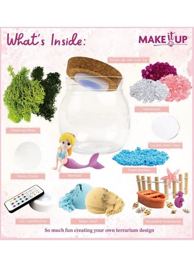 Make it Up - Terrarium Arts And Crafts Kit For Kids Led Night Light Up & Remote Mermaid Birthday Gifts Toys For Girls Ages 4 5 6 7 8 9 10 Year Old - Image 1