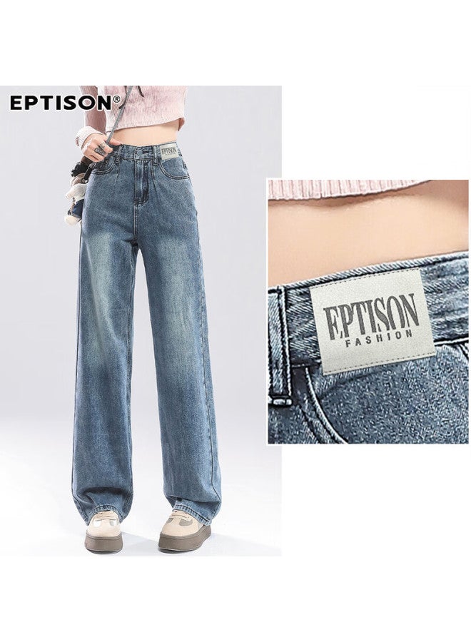 EPTISON Yipintiancheng High-waisted Jeans For Women, Autumn Vintage Casual Versatile Slimming Loose Straight-leg Floor-length Wide-leg Pants For Wome - Image 4