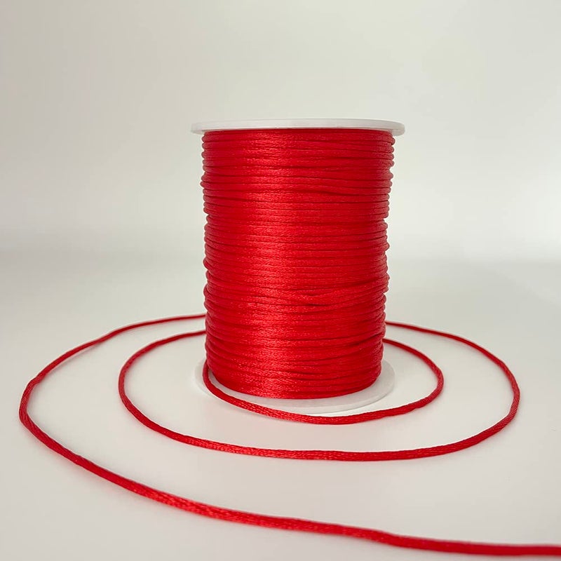 ChunLiou 2 mm 330 Feet Satin Nylon Cord String for Jewelry Making Bracelet Necklaces Beading Thread Rattail Macrame Kumihimo Chinese Knot Craft Red - Image 1