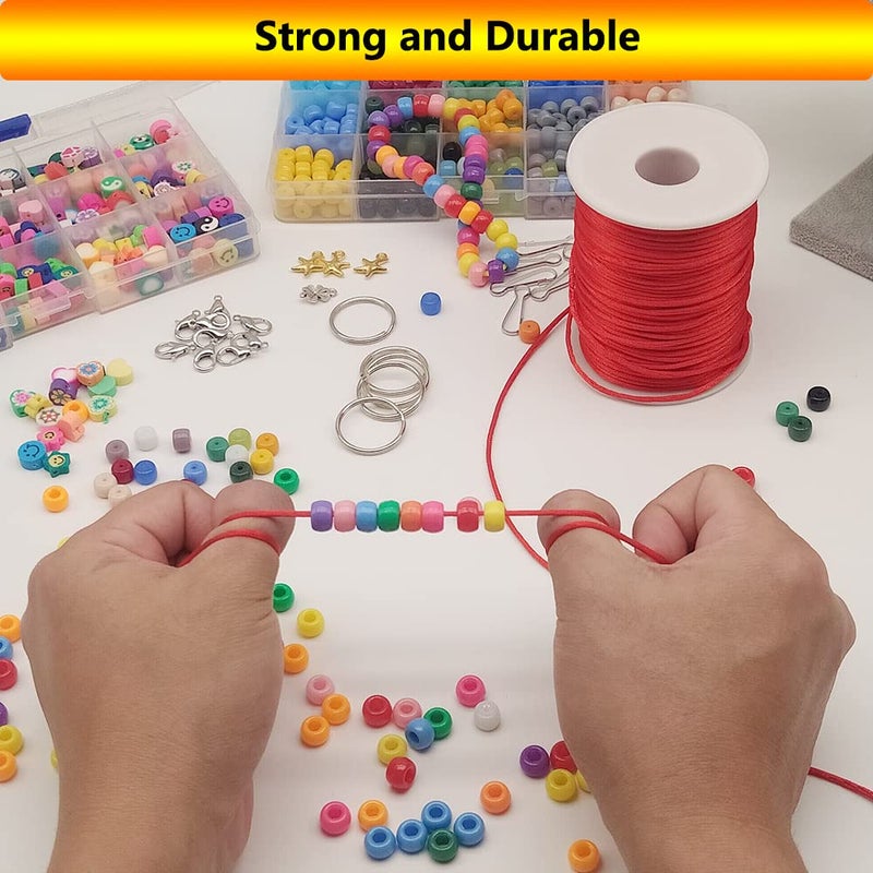 ChunLiou 2 mm 330 Feet Satin Nylon Cord String for Jewelry Making Bracelet Necklaces Beading Thread Rattail Macrame Kumihimo Chinese Knot Craft Red - Image 5
