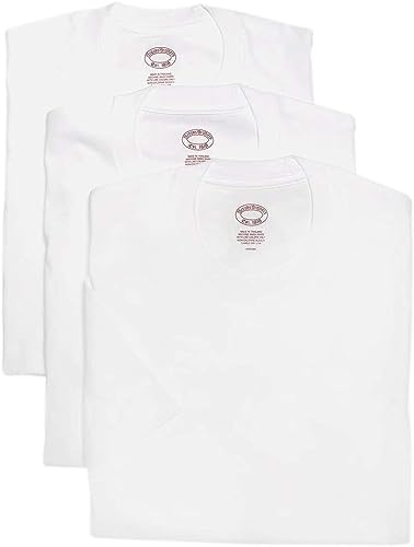Brooks Brothers Mens 3 Pack Combed Cotton Crewneck Short Sleeve Tee Undershirt Shirt Pack White Large