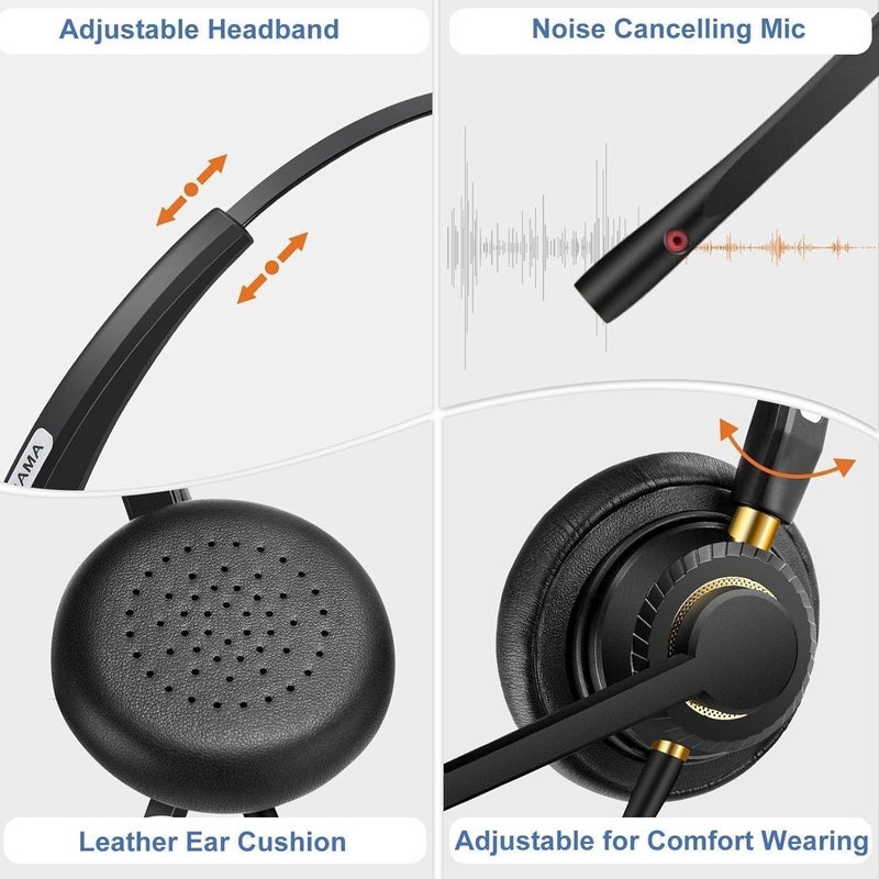 Arama USB Headset with Microphone for PC, Noise Cancelling & Audio Controls Ultra Comfort USB Headphone for Computer Laptop Pc Business Skype UC Webinar Call Center Office - Image 3