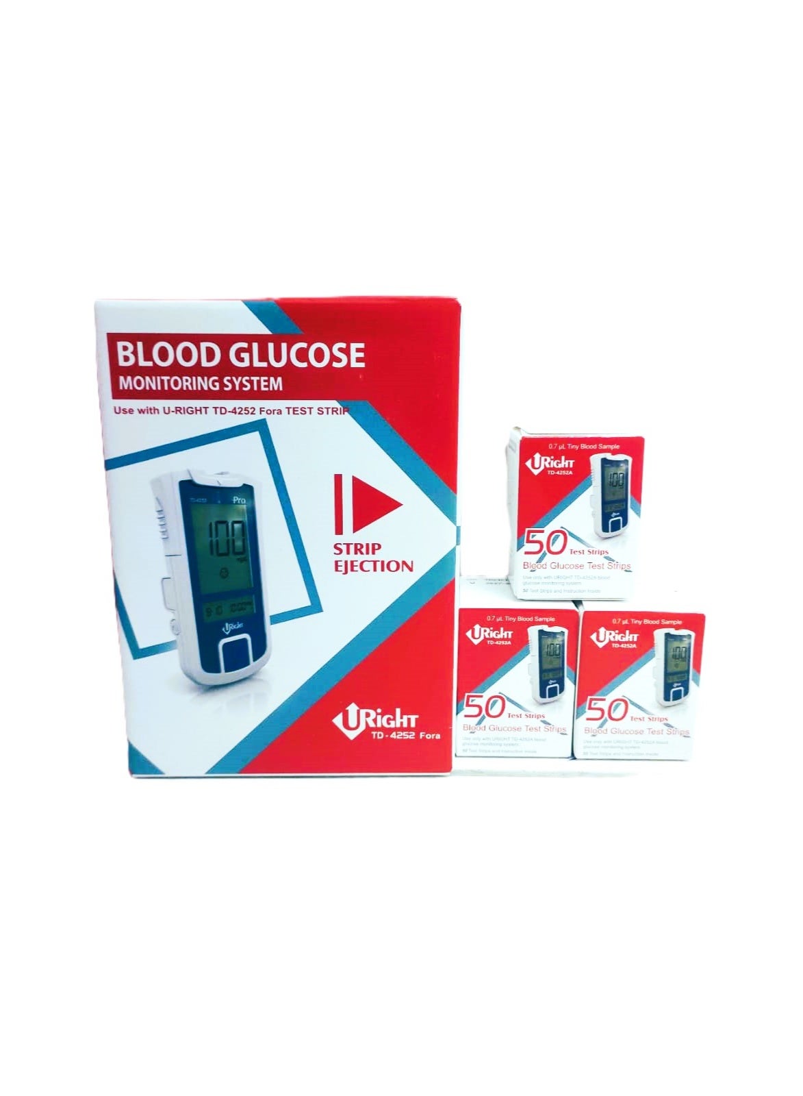 U Right Fora Blood Sugar Test Strips 150 Strips + Gift Device