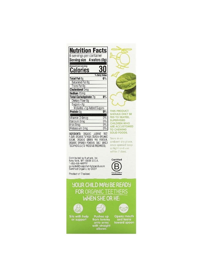 Happy Family Organics Happy Family Organics, Organic Teethers , Gentle Teething Wafers, Pea & Spinach, 12 Packs, 0.14 oz (4 g) Each  - Image 2