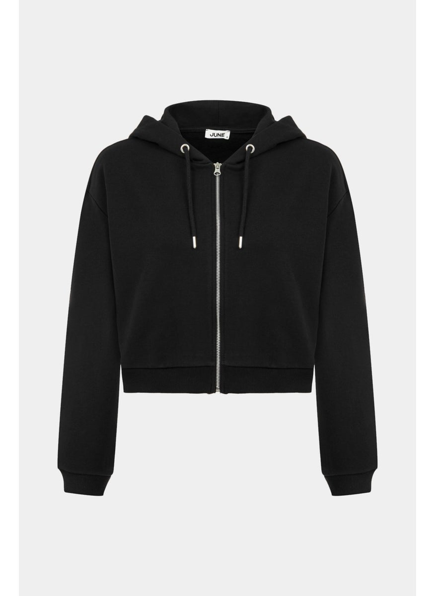 JUNE Women's 100% Cotton Hooded Zippered Sweatshirt  - Image 1