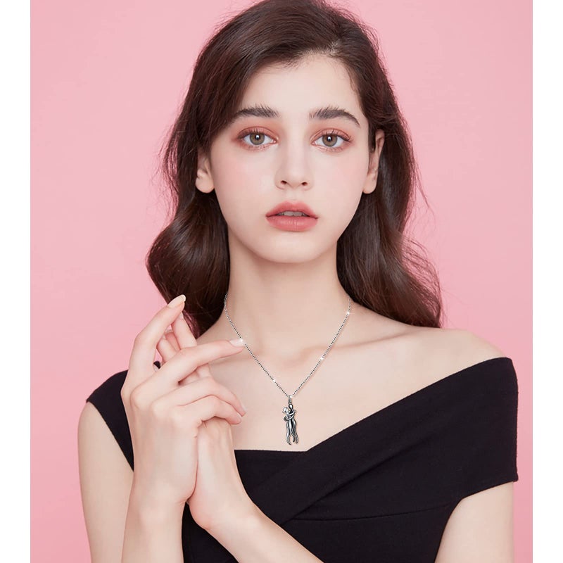 FLYOW Hug Couple Necklace S925 Sterling Silver Hugging Necklace Beloved Jewelry for Him and Her Lover Valentines Christmas day Gift Rose Gold - Image 5