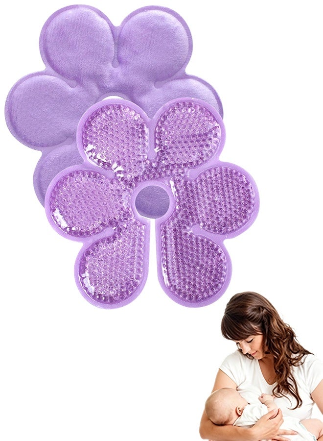 1 Pack 2 Pcs Purple Hot & Cold Breast Therapy Gel Pads, Postpartum Essentials for Nursing & Nipples Pain Relief - Image 1