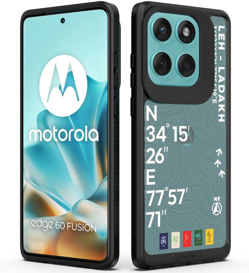 KAPAVER GPS Edition Back Cover Case Compatible with Motorola Edge 60 Fusion (PC + TPU) (Leh-Ladakh Black) - Image 1