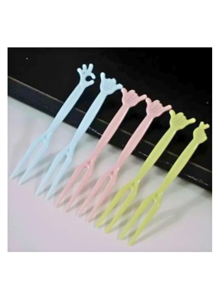 مجموعة من 40 شوكة فاكهة بلاستيكية عالية الجودة للاستعمال مرة واحدة، شوك صغيرة بتصميم اصابع لطيفة،مثالية للحفلات والمنزل والمناسبات - Image 2