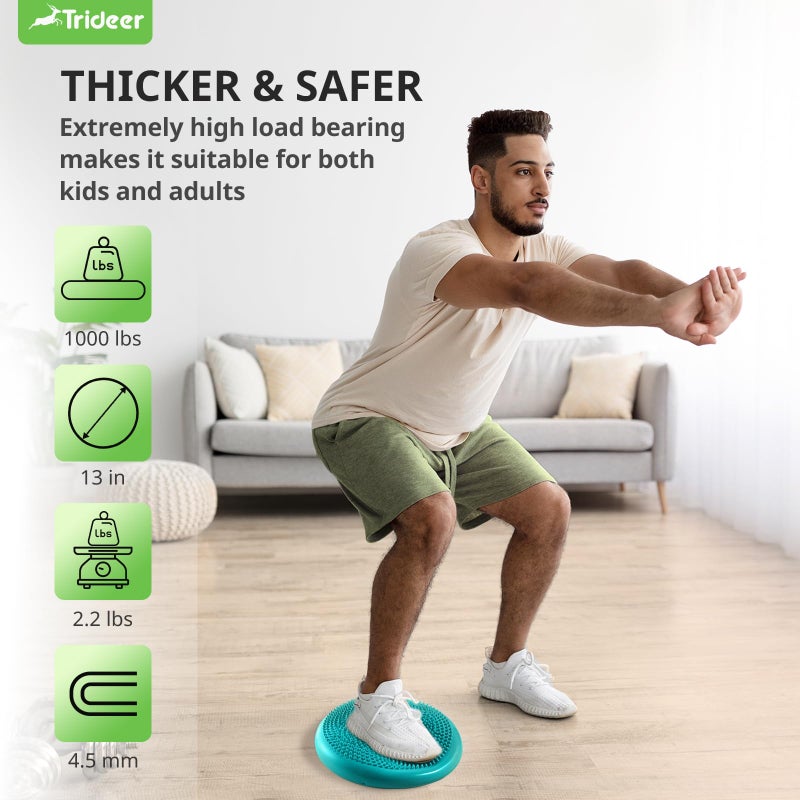 Trideer Inflated Wobble Cushion - Wiggle Seat for Sensory Kids(Multiple Colors), Balance Disc (Extra Thick), Flexible Seating for All Age (34CM Turquoise) - Image 5